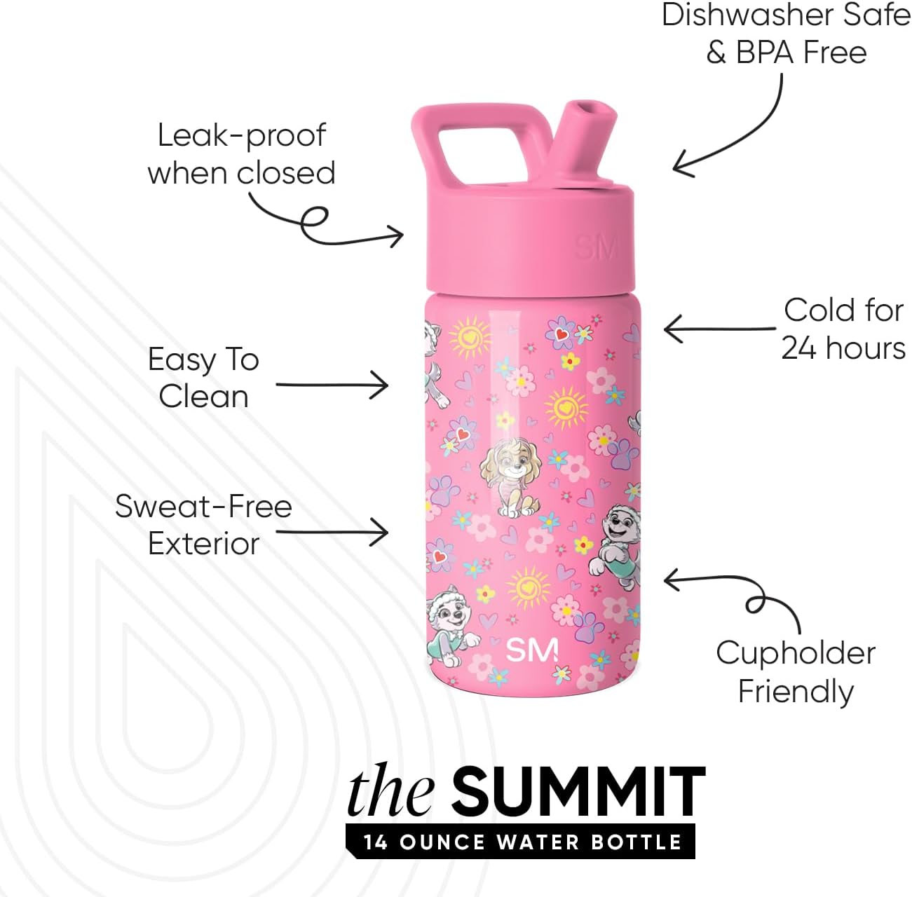 Simple Modern Kids Water Bottle with Straw Lid | 14oz Insulated Stainless Steel Kids Tumbler & Spill Proof Toddler Cup for School, Girls, Boys | Summit | Chloe Floral - Colors A