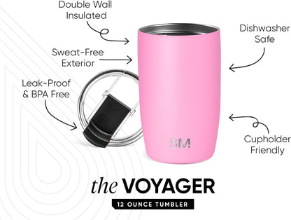 Simple Modern Voyager Tumbler with Flip Lid | Travel Coffee Mug | Insulated Stainless Steel Cold Brew Iced or Hot Coffee Cup | Gifts for Women Men Her Him | 16oz, Almond Birch