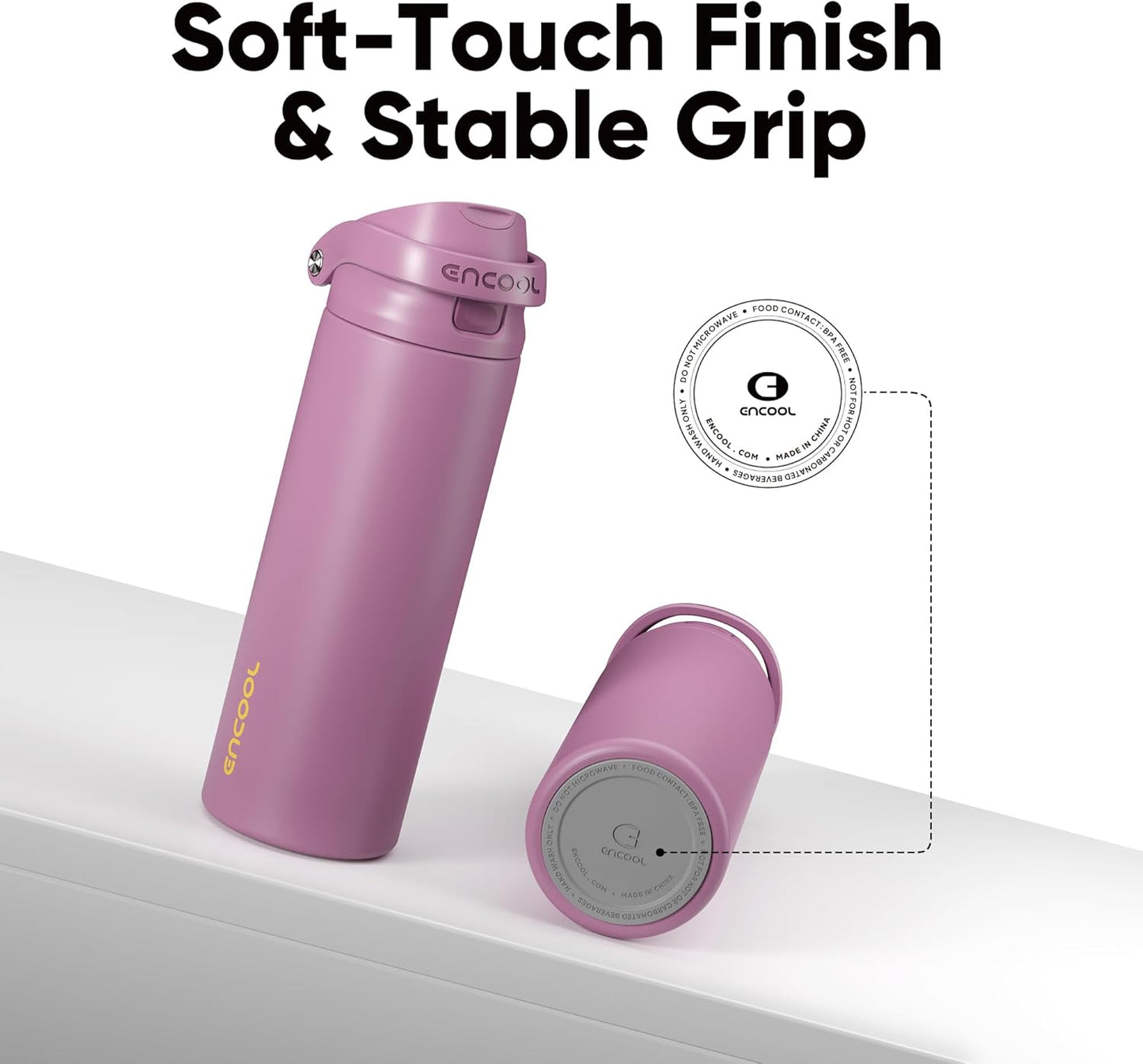 ENCOOL Leakproof Insulated Water Bottle with Straw Dual-Sip Water Bottle Bag-Safe Design for Work, Commute & Gym – Keeps Drinks Cold All Day, 24 oz, Lemonade Pink - Colors B