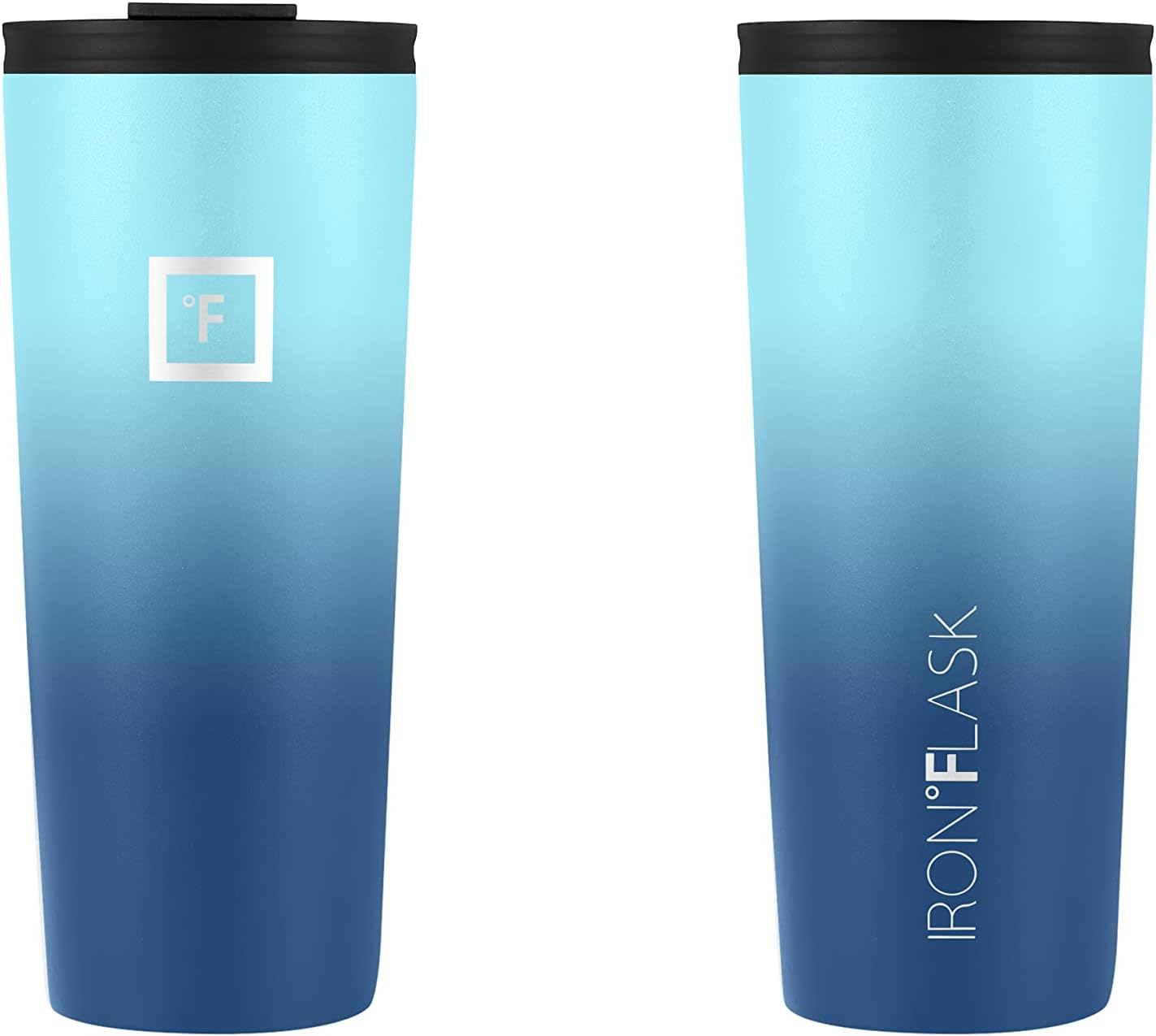 IRON °FLASK Classic Tumbler - Vacuum Insulated Stainless Steel Water Bottle, Double Walled, Drinking Cup, Insulated Travel Mug (Cobalt, 24 oz Solid Lid)