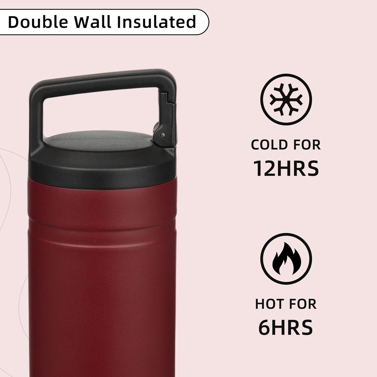 BJPKPK Insulated Water Bottle with 2 Lids,20 oz Double Wall Stainless Steel Vacuum Tumbler Travel Coffee Mug,Wide Mouth Thermal Cup,Haze Blue