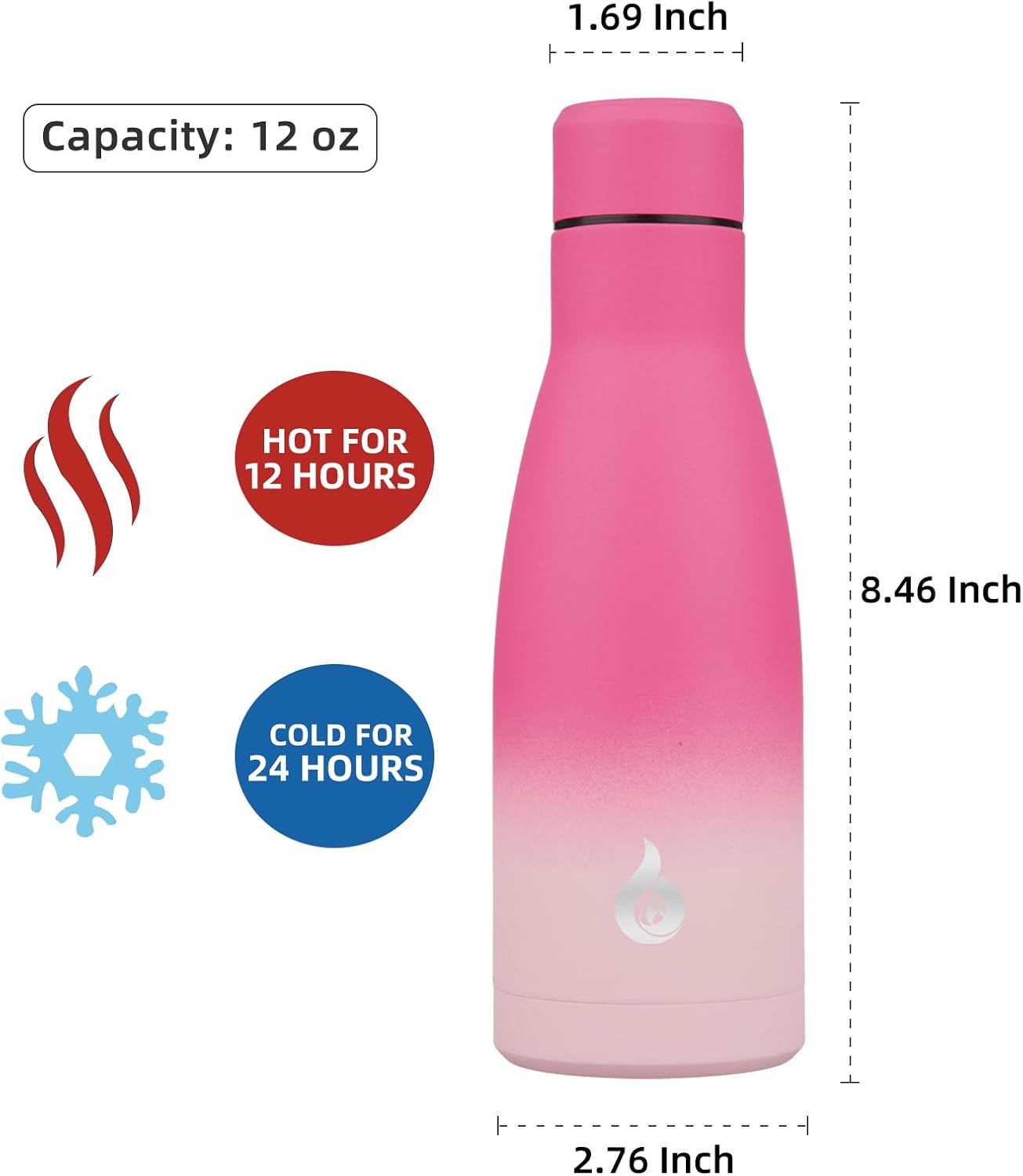 BJPKPK Insulated Water Bottle 12oz Small Stainless Steel Water Bottles Reusable Metal Thermal Keep Cold and Hot,Dreamy Purple - Colors A