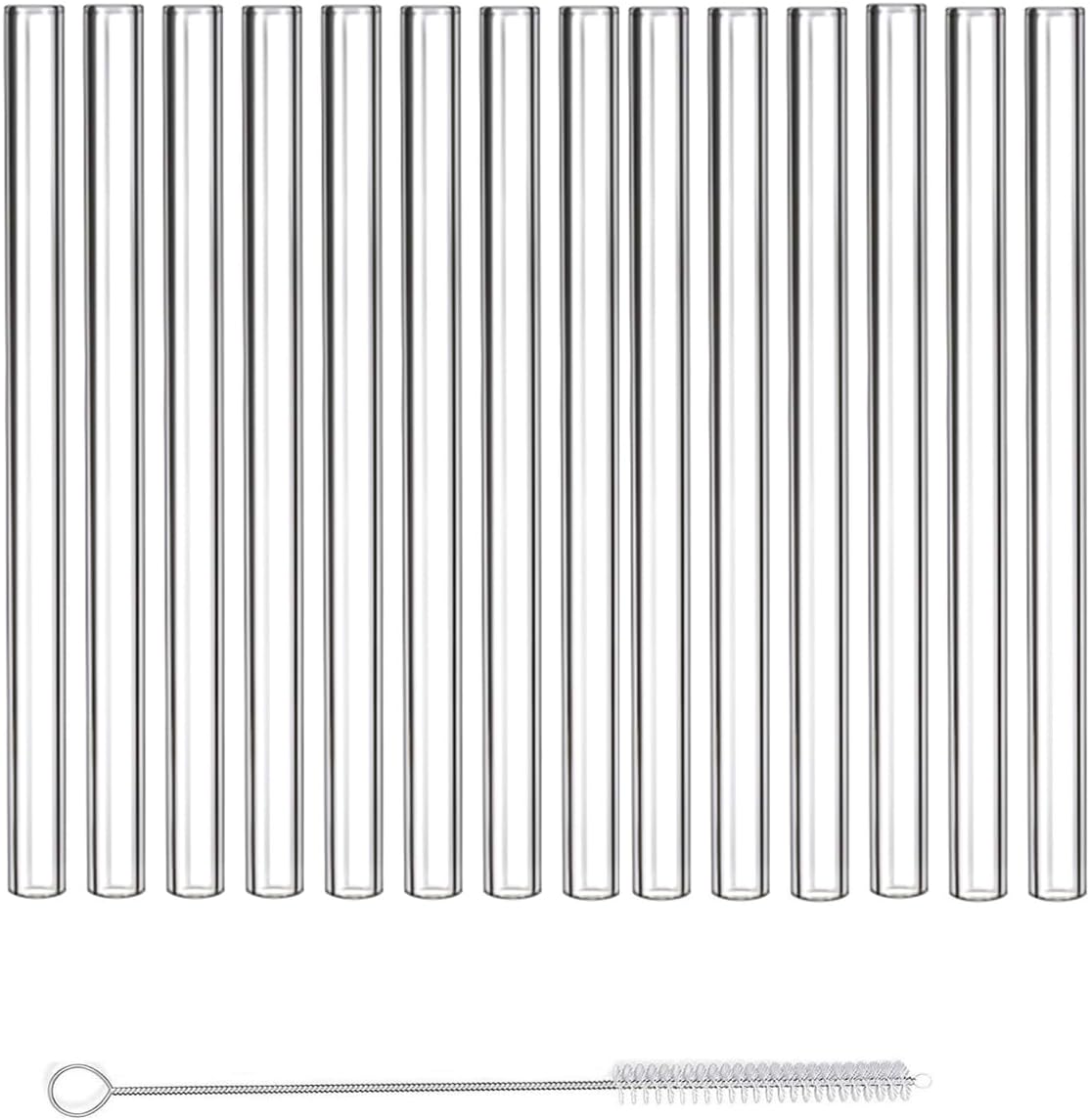 Reusable Glass Straws Shatter Resistant Clear, Skinny Glass Straw Bent Thin for 16 oz Cups Tumblers 9 inch 8mm