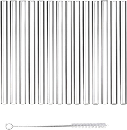Reusable Glass Straws Shatter Resistant Clear, Skinny Glass Straw Bent Thin for 16 oz Cups Tumblers 9 inch 8mm
