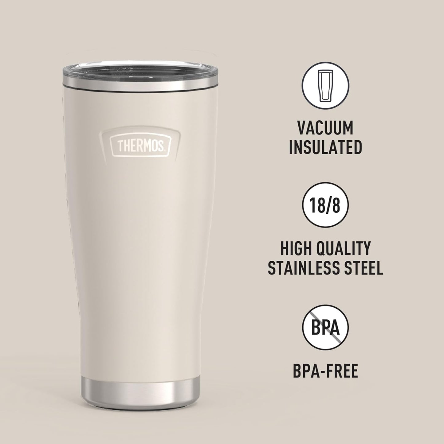 THERMOS ICON SERIES, Stainless Steel Tumbler with Slide Lock, 18 Ounce, Mystic Navy