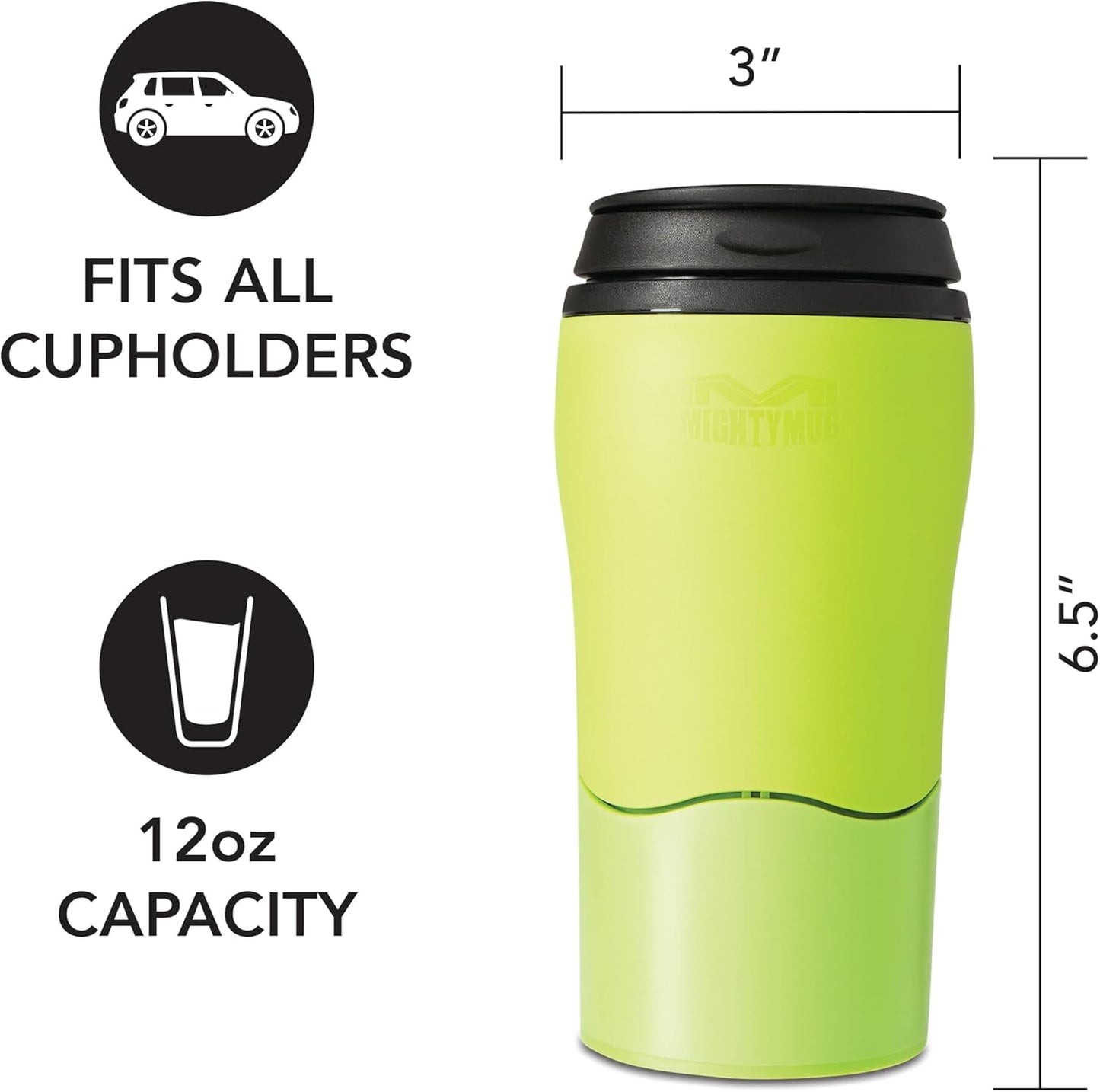 Mighty Mug Plastic Travel Mug, No Spill Double Wall Tumbler, Cold/Hot, Cup-Holder Friendly, Dishwasher Safe, (Cream, 12oz)
