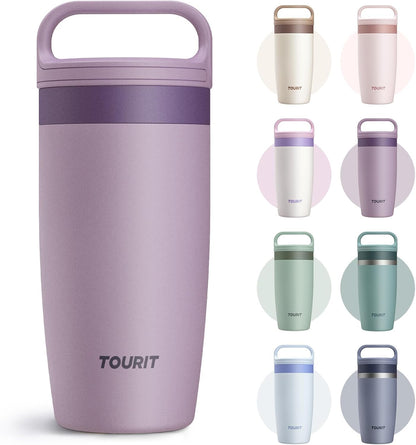 TOURIT Travel Coffee Mug 16 oz, Leakproof 2-Part Drink Lid Coffee Tumbler Cup, Insulated Stainless Steel Travel Mug, Dishwasher Safe Reusable Water Bottle, BPA-Free Coffee Mug,Dark Green