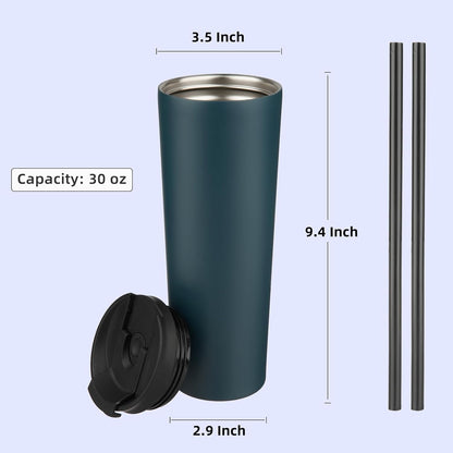 Konokyo 30 OZ Insulated Tumbler with Lid and 2 Straws Stainless Steel Water Bottle Vacuum Travel Mug Coffee Cup,Pastel Sunset