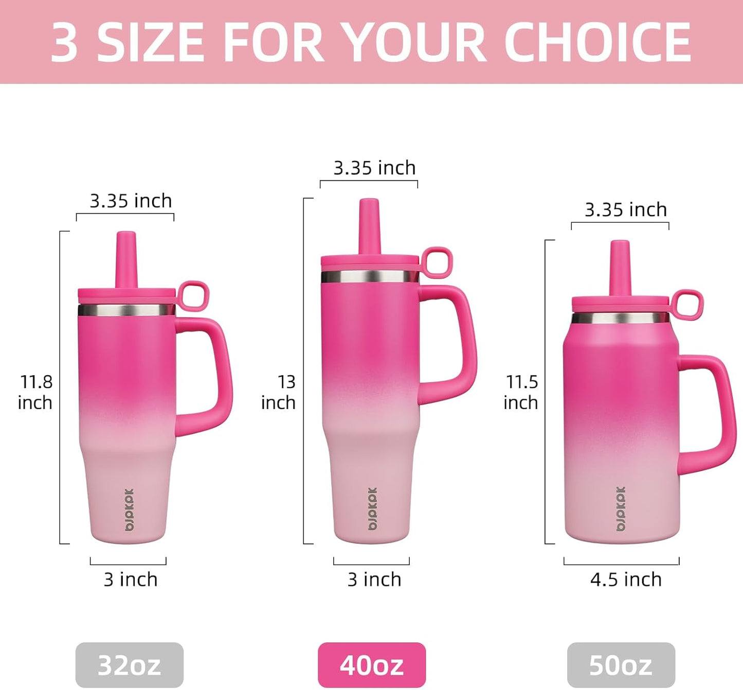 BJPKPK 50oz Insulated Tumbler with Handle Stainless Steel Travel Coffee Mug with Lid Reusable Large Water Bottle with Straw,Sky