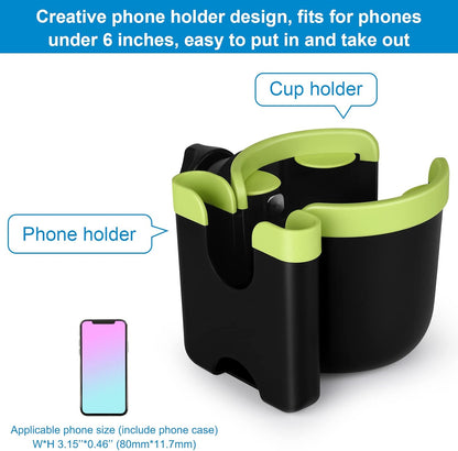 Accmor Stroller Cup Holder with Phone Holder, Bike Cup Holder, Universal Cup Holder for Uppababy Nuna Doona Strollers, 2-in-1 Cup Holder for Walker, Wheelchair, Scooter - Colors B