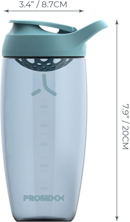 Promixx Pursuit Protein Shaker Bottle (24 oz) – Silent No-Ball Mixer, Leak-Proof Lid, BPA/BPS & Phthalate-Free ECOZEN – Easy-Clean Shaker Cup for Protein Shakes, Pre & Post-Workout Smoothies