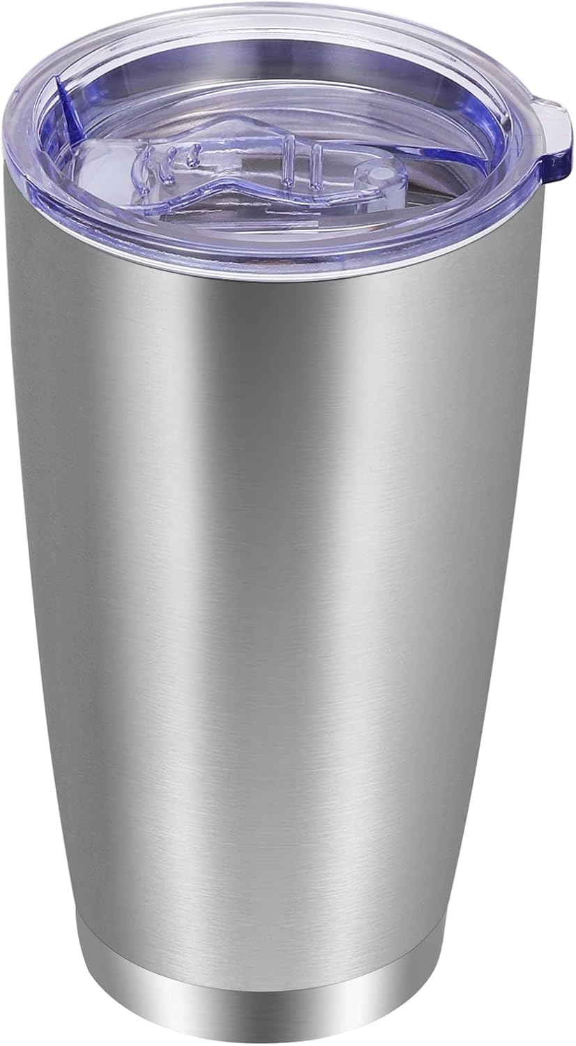 VEGOND 20oz Tumbler with Lid and Straw Stainless Steel Tumbler Cup Bulk Vacuum Insulated Double Wall Travel Coffee Mug Powder Coated Coffee Cup, Black, 12 Pack