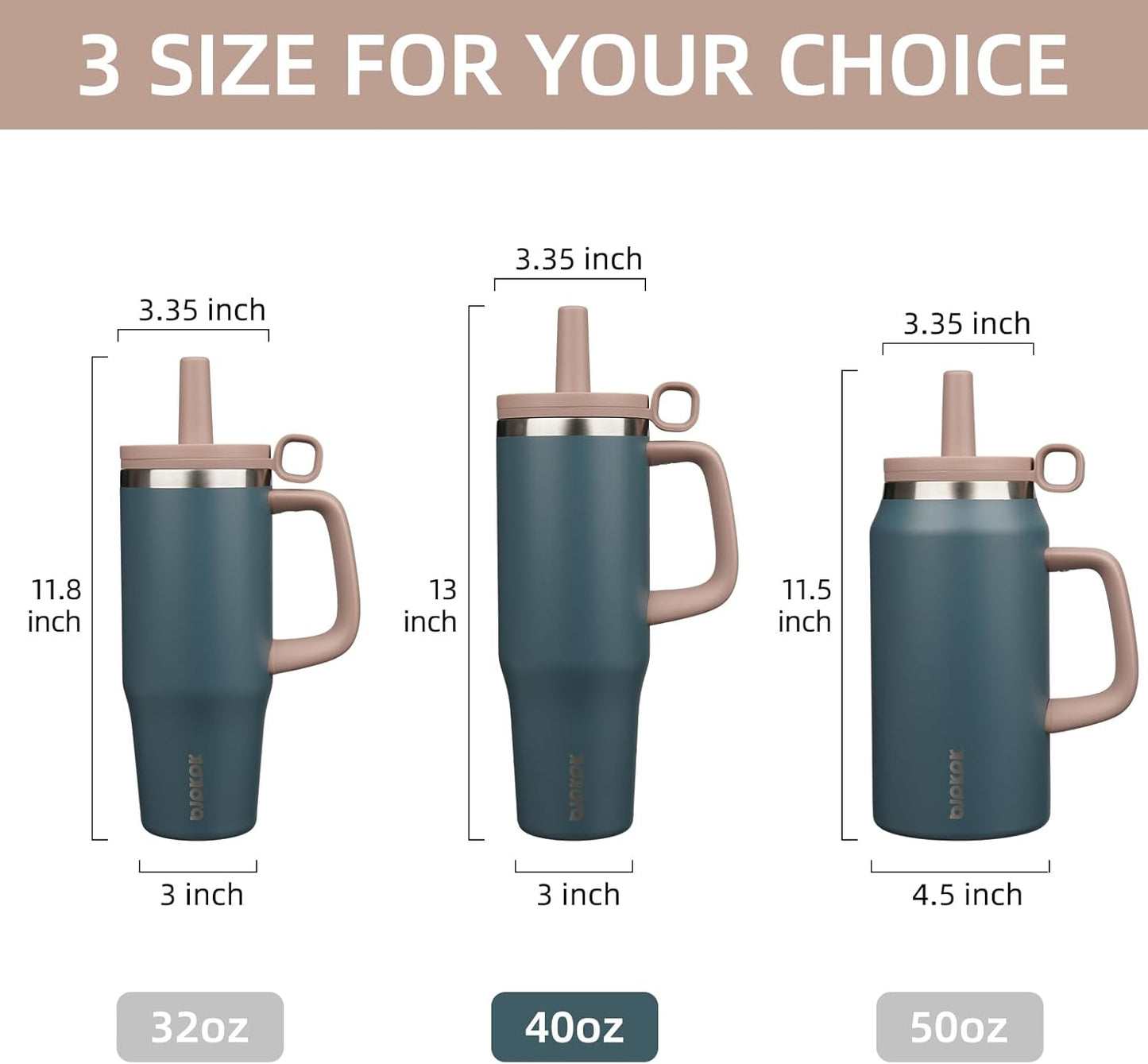 BJPKPK 50oz Insulated Tumbler with Handle Stainless Steel Travel Coffee Mug with Lid Reusable Large Water Bottle with Straw,Sky