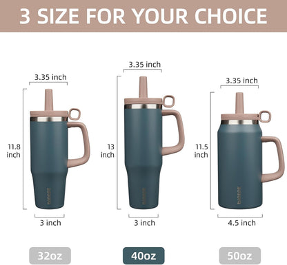 BJPKPK 50oz Insulated Tumbler with Handle Stainless Steel Travel Coffee Mug with Lid Reusable Large Water Bottle with Straw,Sky