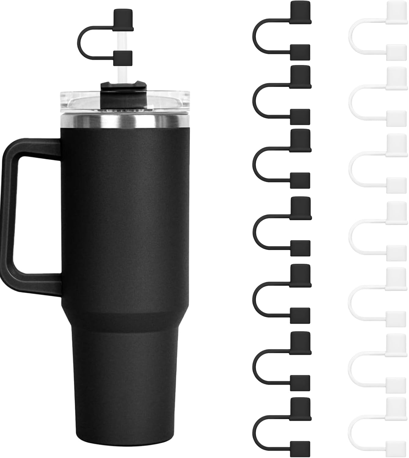 7Pcs Straw Cover Cap for Stanley Cup,Simple 10mm(0.4inch) Silicone Straw Toppers for Stanley 40&30oz Tumbler Accessories-Multicolor