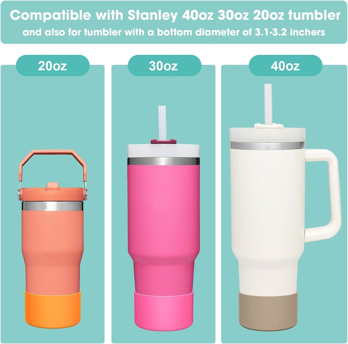Airboat Upgrade 2PCS Protective Silicone Boot Bumper for Stanley Quencher Adventure 40oz 30oz IceFlow 20oz 30oz Tumbler, Water Bottle Bottom Sleeve Cover Accessories for Stanley Mug Cup(Black)