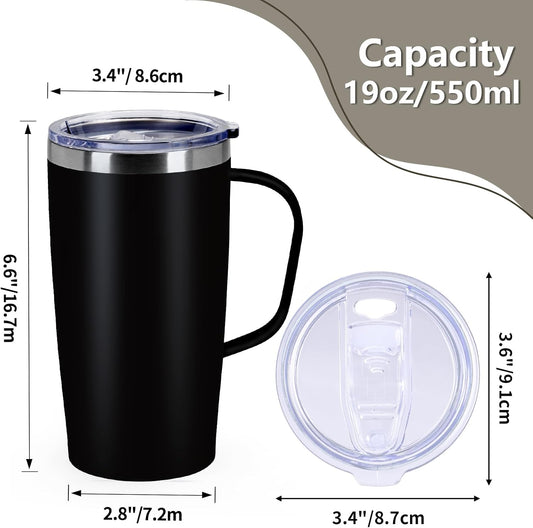 Trwcrt 19oz Insulated Coffee Mug with Handle, Double Wall Vacuum Stainless Steel Travel Coffee Tumbler, Blue