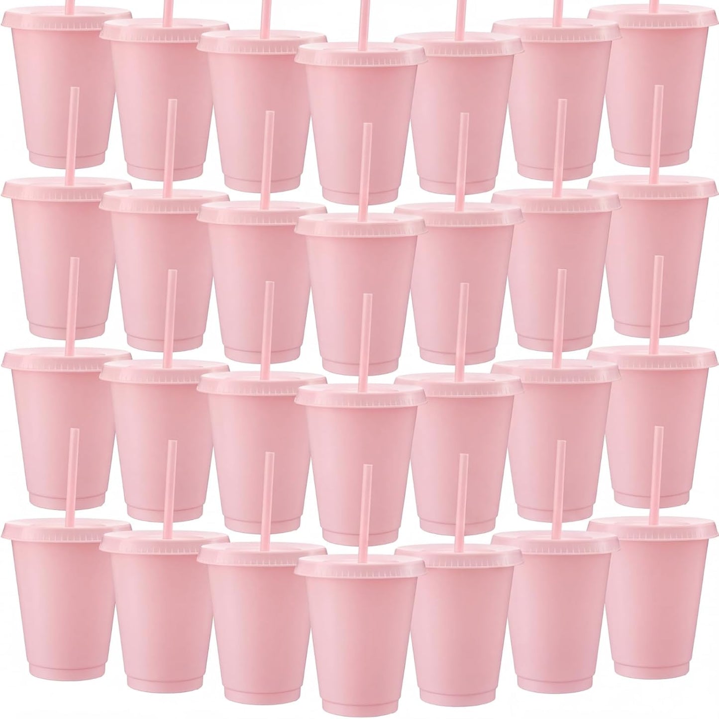 Sieral 30 Pack Cups with Lids and Straws Kids Tumbler with Straw Reusable Water Bottle Iced Coffee Travel Mug Adults Plastic Cups for Parties 16 oz (Candy Colors)
