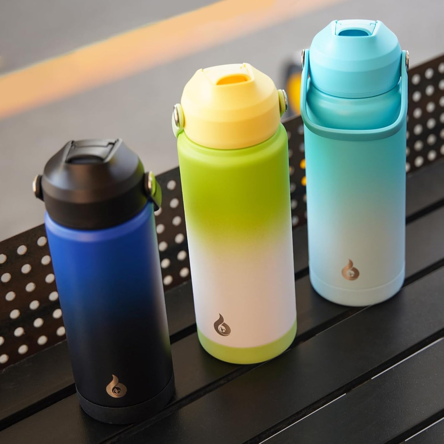 BJPKPK Insulated Water Bottle with Straw Lid, 18oz Thermo Water Bottles with Soft Nozzle, Flex Handle & Non-slip Boot, BPA Free Leak Proof Stainless Steel Metal Thermo, Tumblers, Cups,Sea Salt
