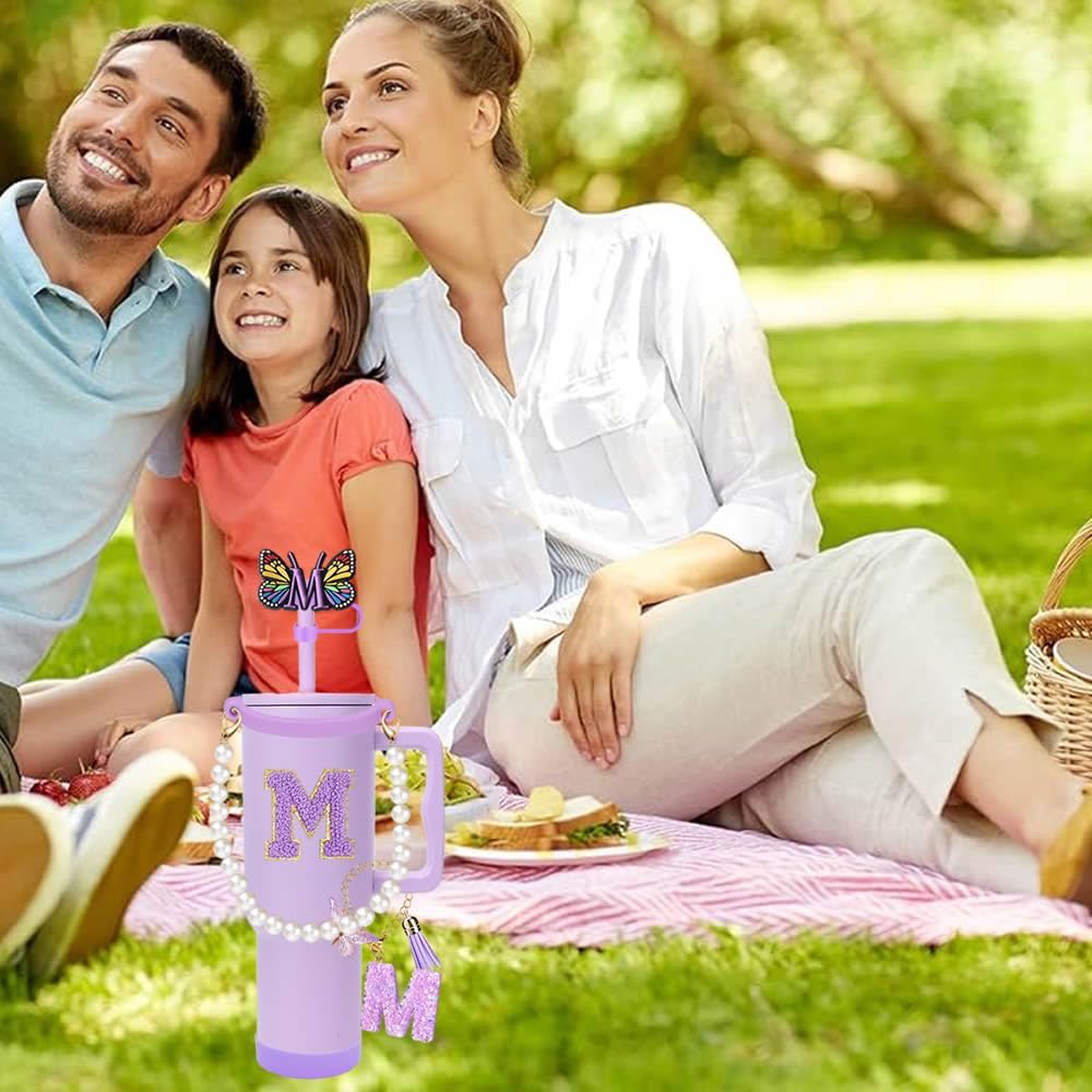 7pcs Cup Accessories for Stanley 30/40oz Tumbler, Handle Strap, Straw Cover, Silicone Boot, Letter Charm Stickers