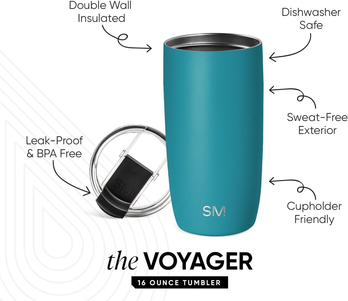 Simple Modern Voyager Tumbler with Flip Lid | Travel Coffee Mug | Insulated Stainless Steel Cold Brew Iced or Hot Coffee Cup | Gifts for Women Men Her Him | 16oz, Almond Birch