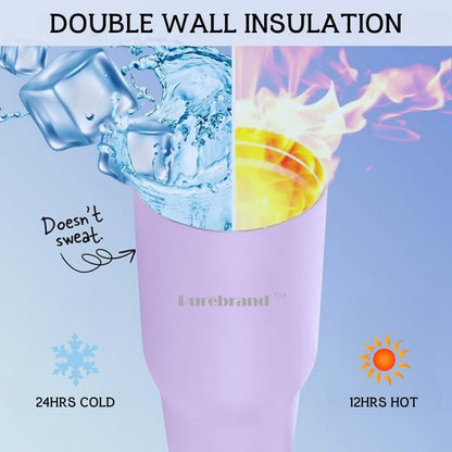 40 oz Tumbler. 100% Leak-Proof Splash-Proof Spill-Proof Lid with Handle and Flip Straw. Double Wall Vacuum Insulated Stainless Steel for Hydration at Home Office Car Gym and Playgrounds (Pink Sand)
