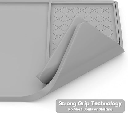 Rnivvi Silicone Coffee Mat, 16" x 24" Waterproof Raised Edge Coffee Bar Mats for Espresso Machine Station Accessories, Heat Resistant Detachable Dish Drying Pad for Kitchen Counter, Dish Rack, Green