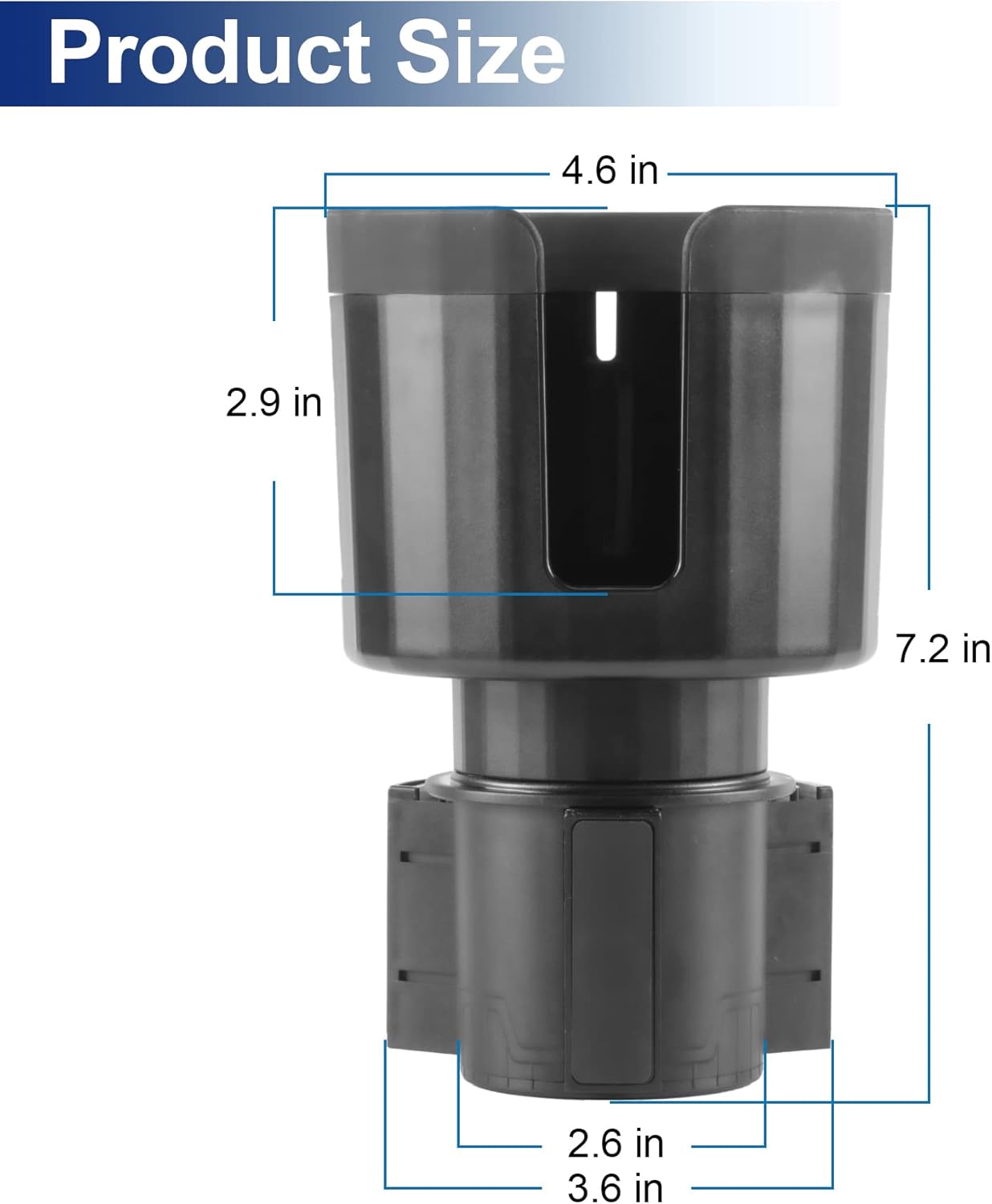 alpmosn Car Cup Holder Expander with Adjustable Base, Large Bottles & Big Drinks Diameter in 3.2"-4.0" Car Interior Accessories Fit for Vehicles, RV's, Trucks
