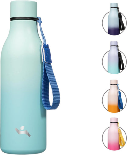Konokyo Insulated Water Bottle with Strap,18 oz Double Wall Stainless Steel Vacuum Bottles Metal Water Flask,Macaron Green - Colors A