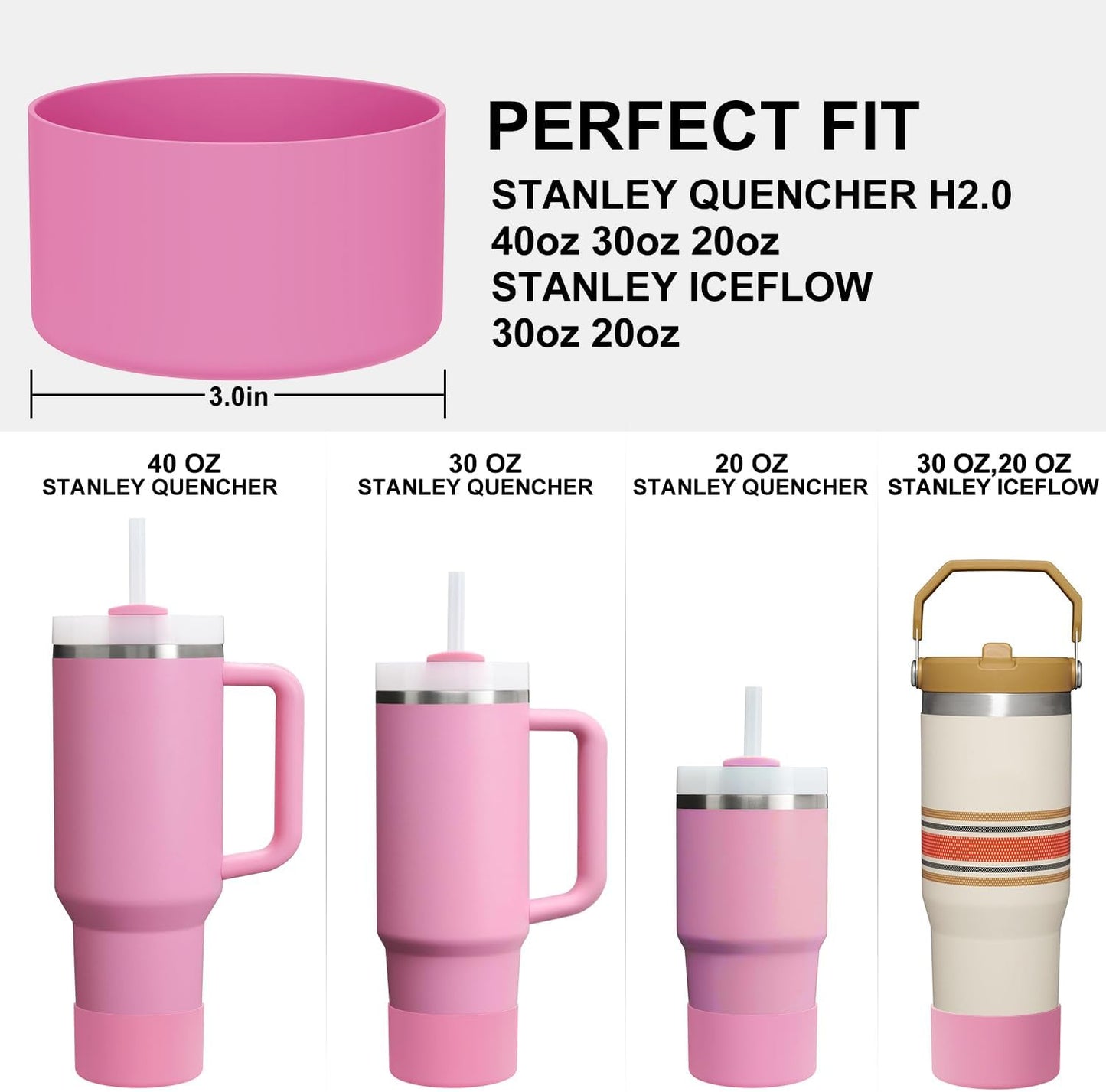 Affute Protective Silicone Boot for Stanley Quencher H2.0 40 30 20 oz & IceFlow Flip 30 20 oz, BPA Free Anti-Noise Anti-Scratch, Stanley Cup Protector Sleeve Cover Boot