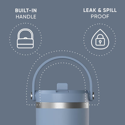 Hydrapeak Nomad 32oz Insulated Stainless Steel Travel Tumbler with Handle & Straw Lid, Leakproof, Cupholder Friendly, Keeps Drinks Cold 24 Hours, Reusable Bottle for Daily Hydration (Pale Sage)