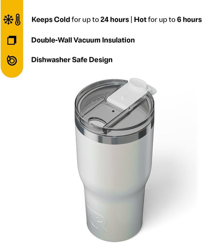 RTIC 20oz Essential Tumbler with Lid, Ceramic Lined, Insulated, Stainless Steel, Metal, Double Wall Vacuum-Insulation, Travel Cup for Iced Coffee, Tea, Hot and Cold Drink, Graphite