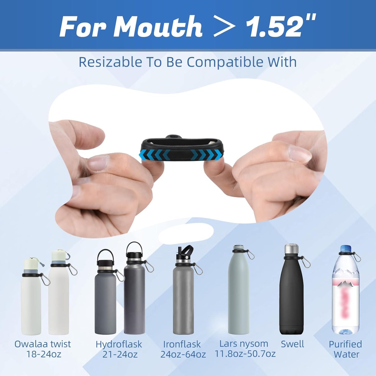 Water Bottle Clip with Carabiner, Compatible with Owala Freesip Twist 18oz/24oz, Durable Silicone Small Mouth Secure Hanging Water Bottle Holder Handle for Outdoor Hiking, Climbing, Camping