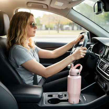 SENDESTAR 40oz Water Bottle Wide Mouth Stainless Steel Vacuum Insulated Double Wall with Straw Lids Fit in Any Car Cup Holder