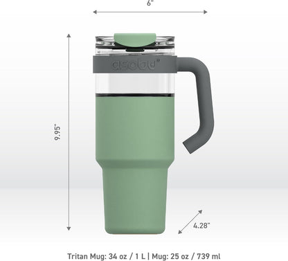 asobu Ultimate Ceramic Travel Mug, 12oz Insulated Stainless Steel Coffee Cup with Handle & Splash-Resistant Lid, Ceramic Lined for Pure Taste, BPA-Free, Double-Wall Vacuum for Hot Drinks