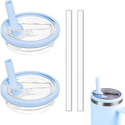 2 Pack 30oz Detachable Flip Straw Lid Replacement for Stanley Quencher H2.0 and ProTourLeak Proof and Dust-Proof Lid,Reusable Tumbler Cover for Stanley Cup (Black, 30oz)