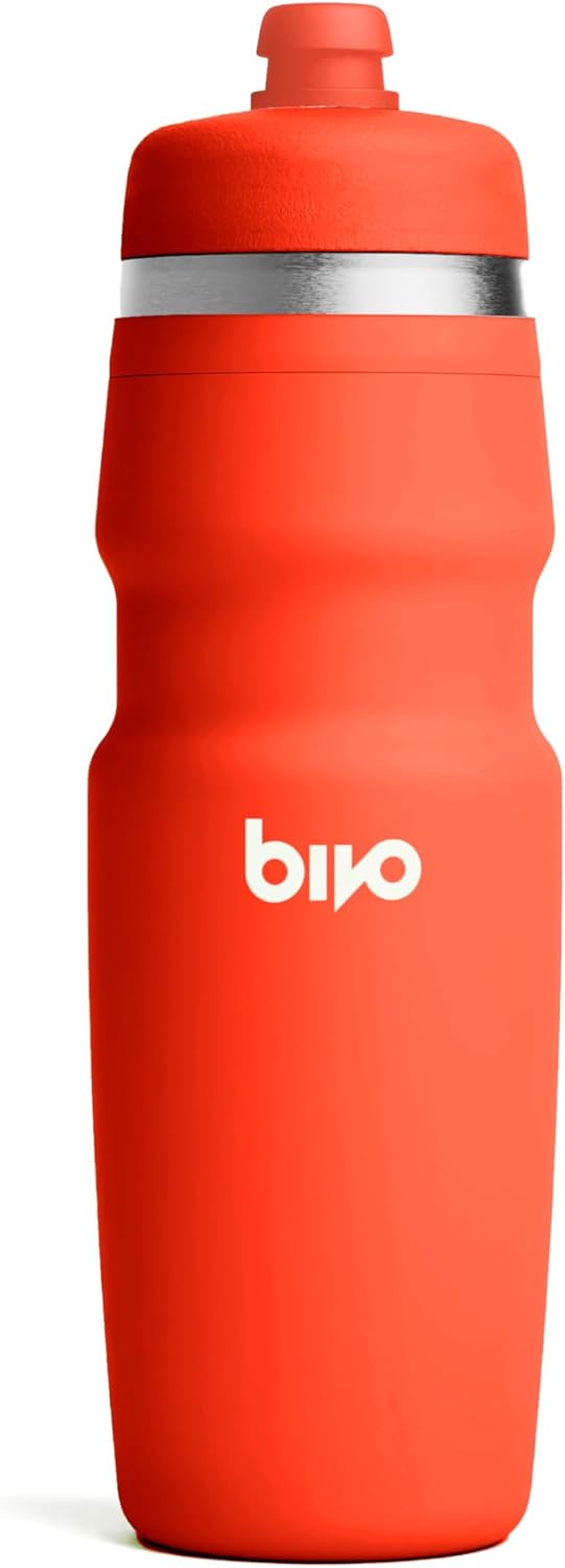 Bivo Duo 25oz Non Insulated Stainless Steel Bike Water Bottle - Lightweight for Cycling, Hiking, Sports - No Plastic Taste, Fits Most Cages, Dishwasher Safe - (Raw)