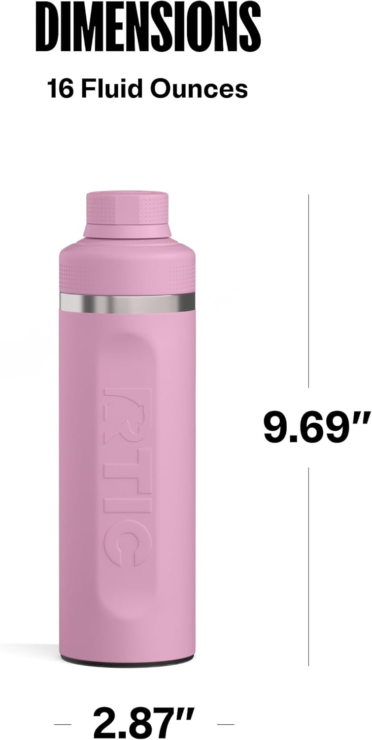 RTIC 24oz Refuel Water Bottle with Workout Protein Shaker, Insulated, Stainless Steel, Metal, Double Wall Vacuum-Insulation, Ceramic Lined, Leak-Proof Chug Lid, Tumbler, Black