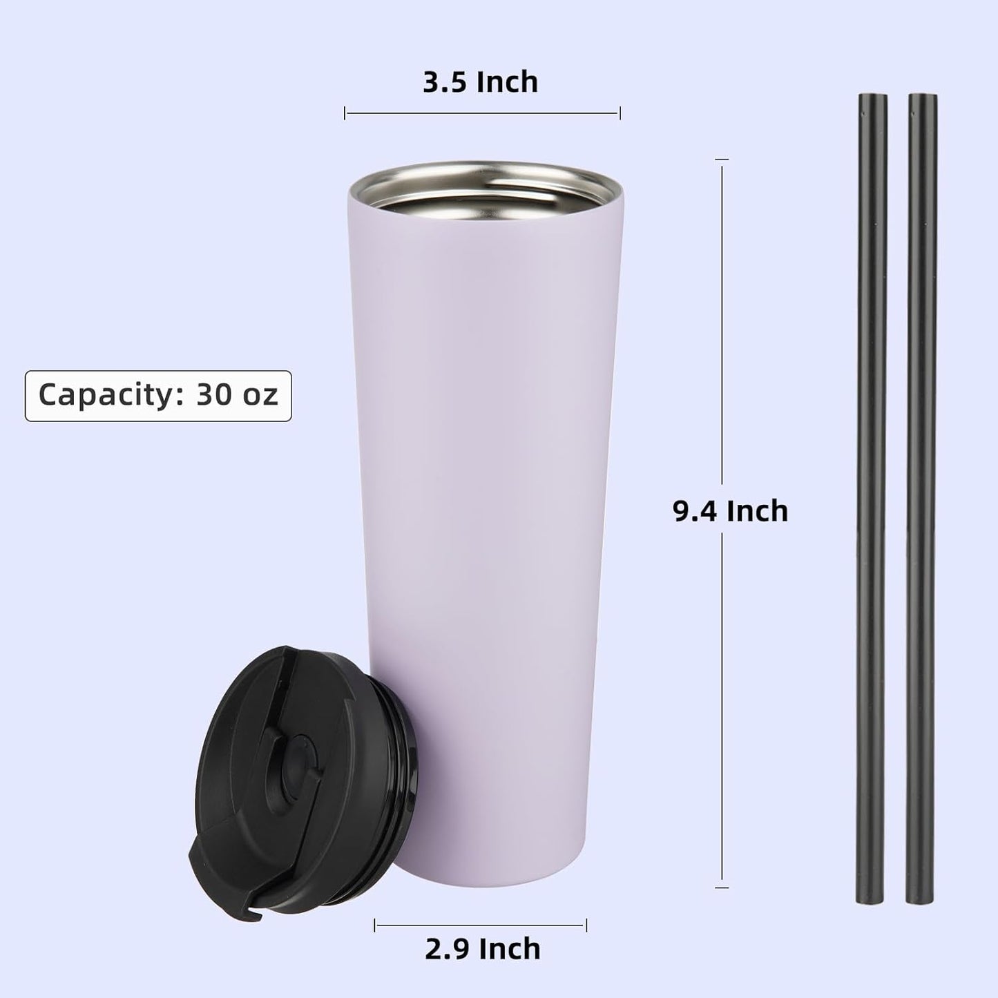 Konokyo 30 OZ Insulated Tumbler with Lid and 2 Straws Stainless Steel Water Bottle Vacuum Travel Mug Coffee Cup,Pastel Sunset