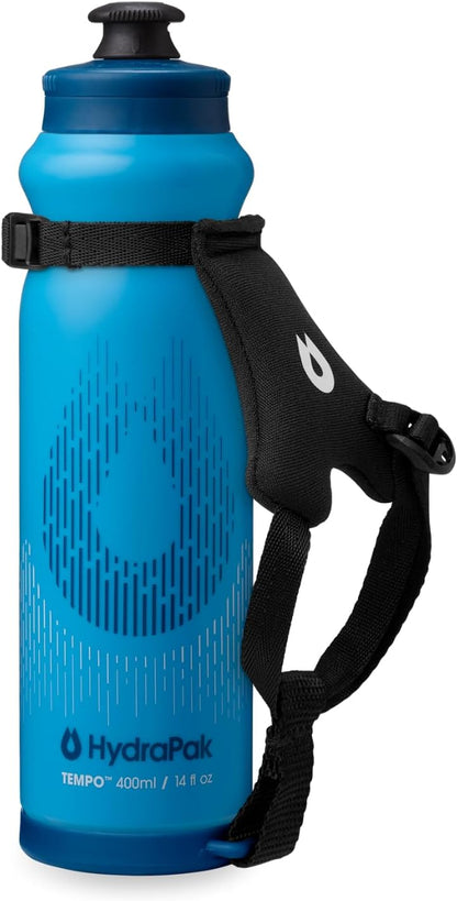 HydraPak Tempo Pro 525ml - Handheld Running Squeeze Bottle for Training and Race Day Hydration with Removable Strap (525ml/17oz) - White