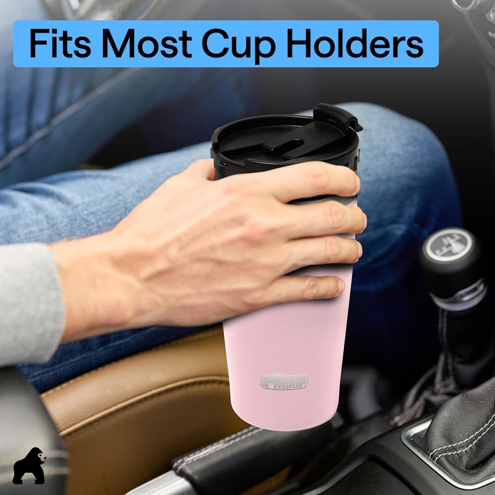 GORILLA GRIP 304 Stainless Steel Double Insulated Travel Coffee Mug, Leakproof Lid with Smooth Sip Top, Prevent Spills, Dent & Rust Resistant Reusable Tumbler Cup, Thermal Mugs for Drinks, 20oz, Black