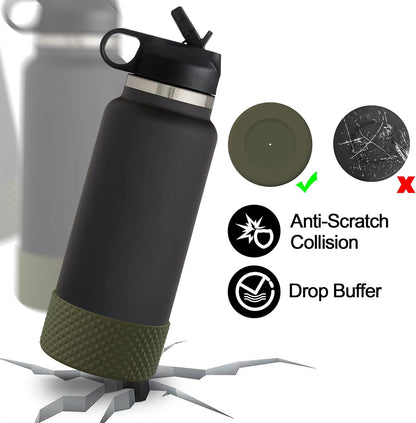 WUQID Water Bottle Boot, Diamond Silicone Boot Compatible with Stanleyy Tumbler 20-40oz & Hydroo Flask Bottle 12oz-24oz, Reduces Dents Sleeve Cover for More Bottles/Tumblers Bottom of 2.83-2.95in