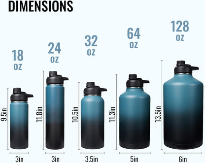 Fijinhom 24 oz Insulated Water Bottle with Handle, 304 Stainless Steel Water Bottles with Wide Mouth, Double Wall Vacuum Sports Water Bottle, BPA Free, Keep Cold and Hot, Black | with Handle