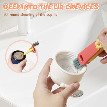 3-in-1 Cup Lid Cleaning Brush–Multi-Functional Bottle & Straw Cleaner with Scraper, Crevice & Angled Brush – Deep Clean Coffee Mugs, Water Bottles, Tumblers & More – Durable, Heat-Resistant PP