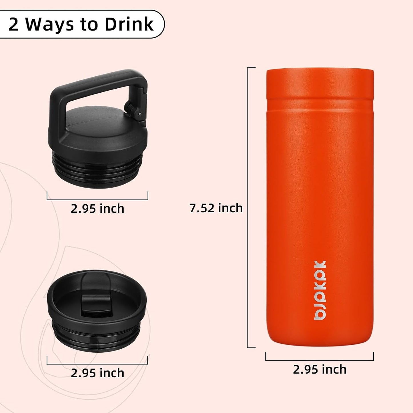 BJPKPK Insulated Water Bottle with 2 Lids,20 oz Double Wall Stainless Steel Vacuum Tumbler Travel Coffee Mug,Wide Mouth Thermal Cup,Haze Blue