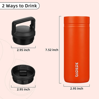 BJPKPK Insulated Water Bottle with 2 Lids,20 oz Double Wall Stainless Steel Vacuum Tumbler Travel Coffee Mug,Wide Mouth Thermal Cup,Haze Blue