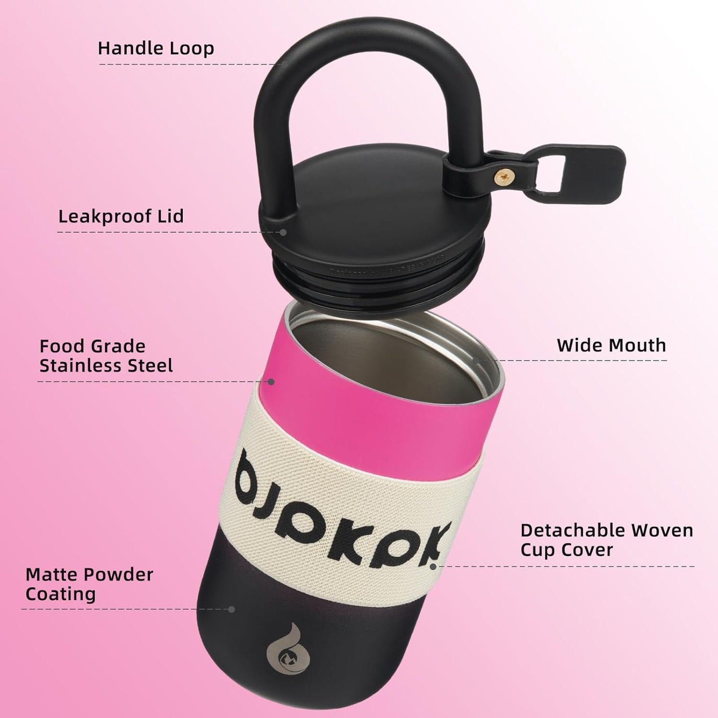 BJPKPK 13oz Insulated Stainless Steel Loop Tumbler With Lid And Handle Travel Coffee Mug Thermal Cup,Latte