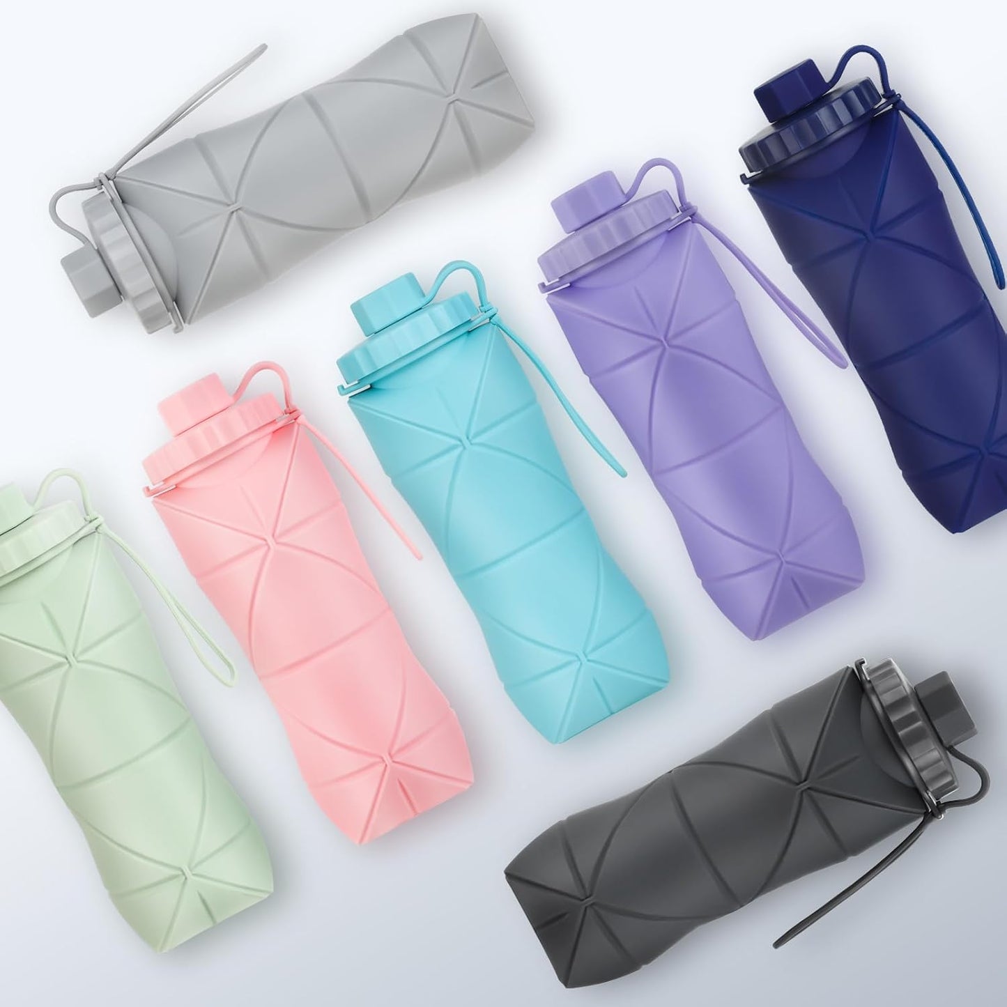 YCT Collapsible Water Bottle 17oz（500ml），Travel Portable Sport Water Bottle，Reusable Silicone Foldable Water Bottles for Gym Camping Hiking (Purple+Black)