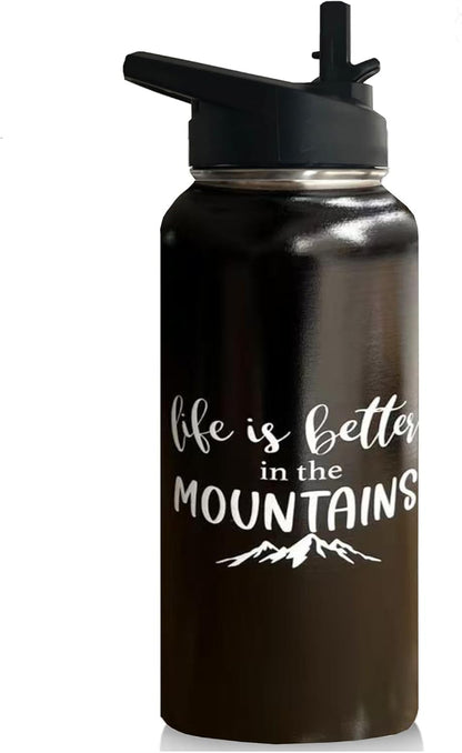 32oz Pickleball Water Bottle Insulated Vacuum Stainless Steel Tumbler Travel Mugs With Straw for Game Sport,Pickleball Accessories