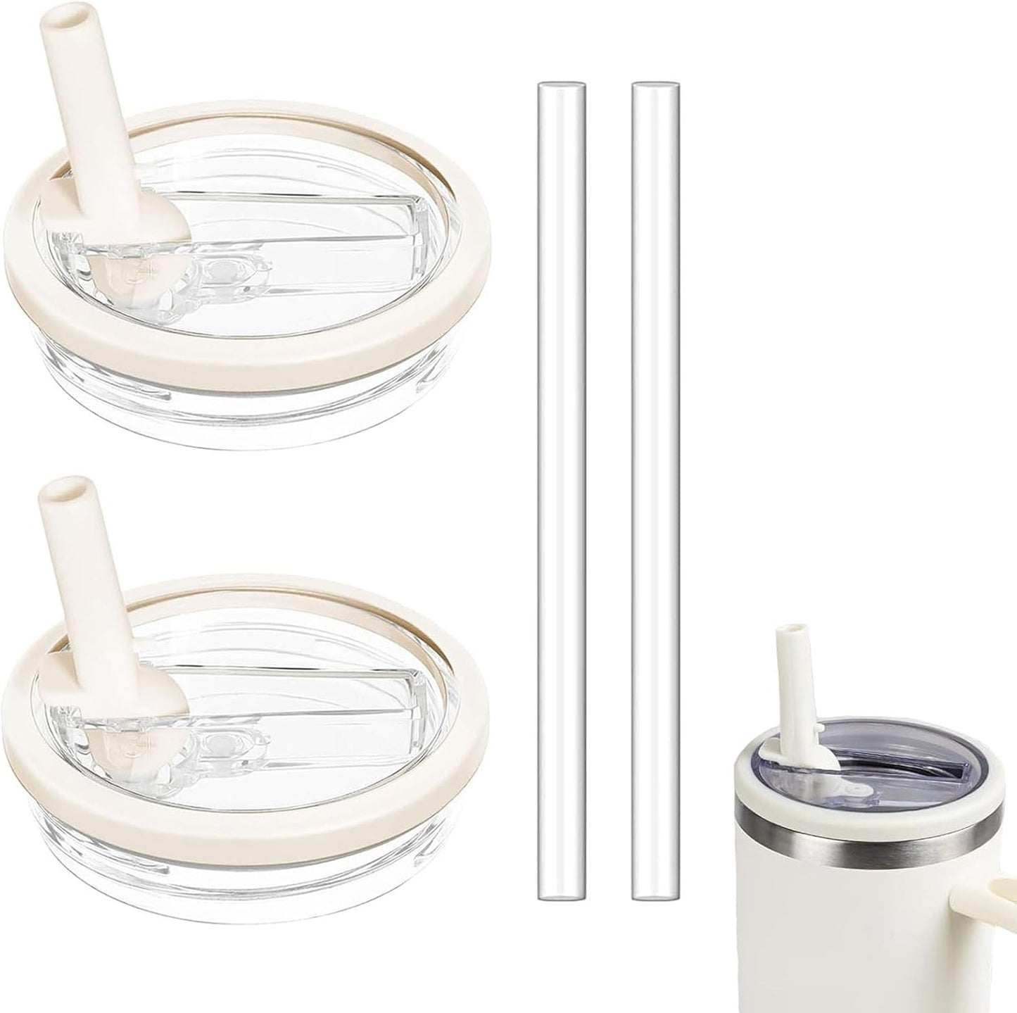 2 Pack 30oz Detachable Flip Straw Lid Replacement for Stanley Quencher H2.0 and ProTourLeak Proof and Dust-Proof Lid,Reusable Tumbler Cover for Stanley Cup (Black, 30oz)